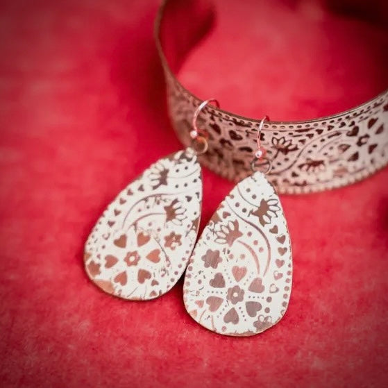 Peach Glow Copper Earrings