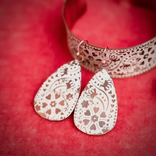 Peach Glow Copper Earrings